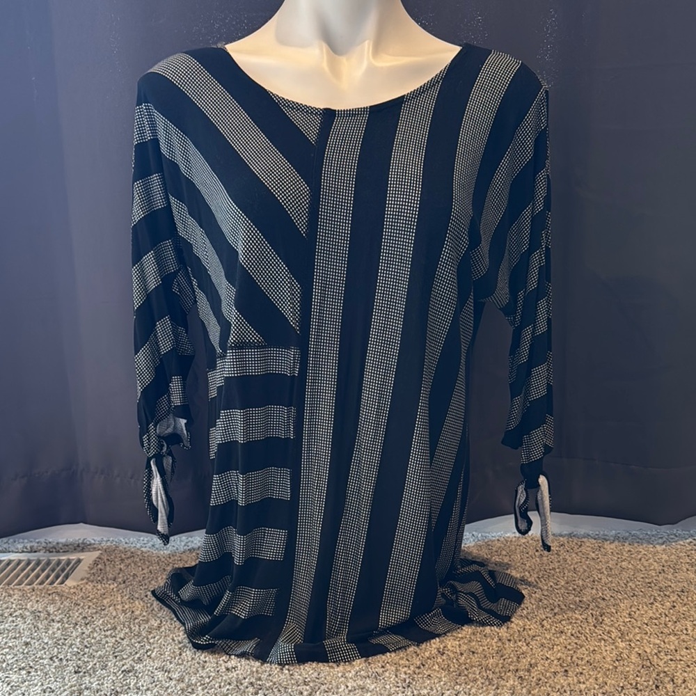 Striped Black and Gray Women's Top